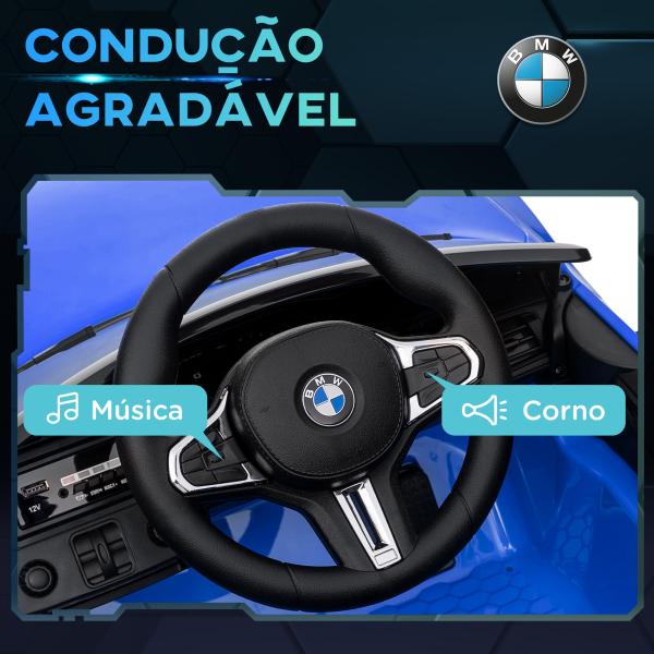 Carro Elétrico para Crianças BMW M4 12V com Controlo Remoto Faróis Buzina Música e Velocidade 3 - 5 km/h 108x69,5x51 cm Azul