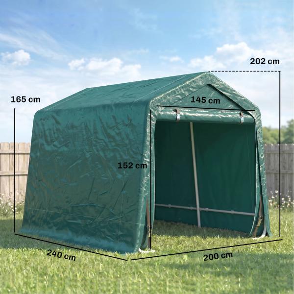 Abrigo de Exterior para Ferramentas Bicicleta 2,4x2x2,02 m Abrigo de Armazenamento com 2 Portas Anti - UV para Jardim Verde