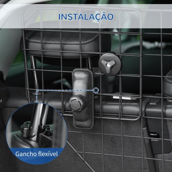 Grade de Segurança de Carro para Cães Universal Grade de Segurança para Cães com Largura Ajustável 90 - 120x40,5cm Preto