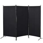Biombo de 3 Paineis Separador de Ambientes Dobrável Biombo de Privacidade com 6 Pés de Metal 253x50x182 cm Preto