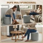 Puff de Arrumação Banco de Arrumação Dobrável 35 L 38x38x38 cm Estofado em Veludo Baú de Arrumação Cinzento Escuro