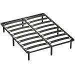 Estrutura de Cama 160x200 cm com Espaço de Armazenamento Abaixo e Ripas de Álamo Fácil de Montar Carga 350 kg Preto