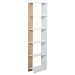 Estante de Armazenamento com 5 Prateleiras Estante Multiuso para Escritório 45x21x170cm Branco e Carvalho
