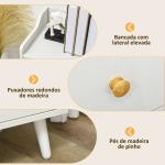 Aparador Sala de Estar Moderno com 2 Portas 3 Gavetas e Pés de Madeira de Pinho 90x32x80 cm Branco