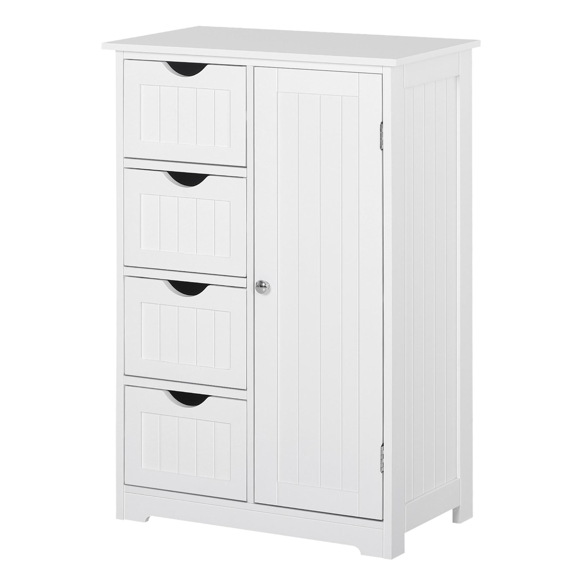 Armário Casa de Banho Móvel Auxiliar Organizador Moderno de Madeira com 1 Armário e Gavetas 56x30x83 cm Branco