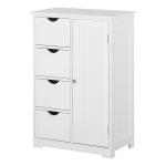 Armário Casa de Banho Móvel Auxiliar Organizador Moderno de Madeira com 1 Armário e Gavetas 56x30x83 cm Branco