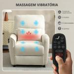 Poltrona Relax com Aquecimento Lombar e Massagem por Vibração Poltrona Reclinável com Função de Memória 88x93x102 cm Creme