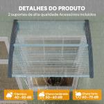 Marquise para Portas e Janelas 100x75 cm Toldo de Proteção contra Sol e Chuva com Cobertura de Policarbonato e Barra de Alumínio Transparente