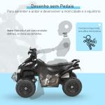 Quadriciclo para Crianças Carro Andador Infantil com Luzes e Música Desenho Inovador Carga 20kg 67,5x38x44 cm Preto