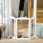 Barreira de Segurança para Cães Barreira de Segurança para Escadas e Portas Dobrável com Suporte de Pé 154x30x80cm Branco