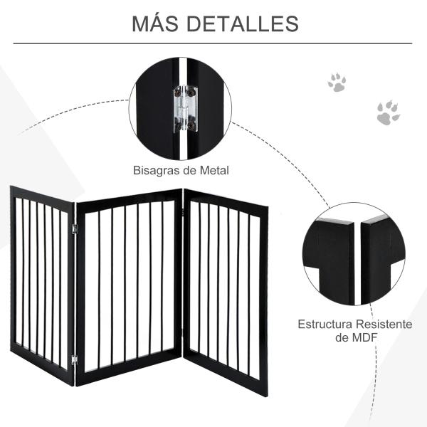 Barreira de Segurança Dobrável de 3 Painéis Portátil para Animais de Estimação 160x76 cm para Portas Escadas Corredores Marrom escuro