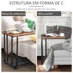 Mesa Lateral mesa Auxiliar com Rodas para Sofá Sala de Estar Dormitório Estilo Industrial Retrô Metal e Madeira 51x36x65cm Madeira e Preto