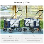 Carrinho para Animais de Estimação Carrinho para Cães Dobrável com Compartimento Desmontável 4 Portas 81x58x97,5 cm Azul