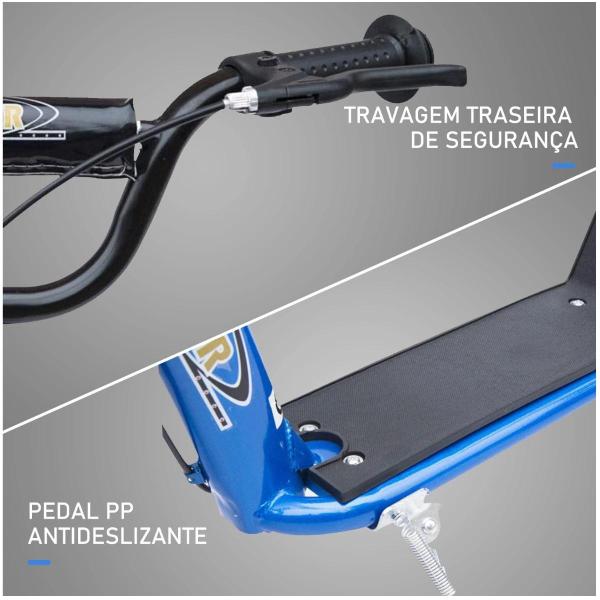 Trotinete para Crianças acima de 5 anos Scooter de 2 Rodas Grandes de 12 Polegadas com Freio e Guidão Ajustável em Altura Carga Máx. 50kg 120x52x80 - 88cm Azul