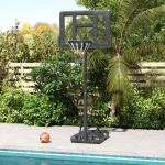 Tabela de Basquetebol com Altura Ajustável 230 - 305 cm para Piscina com Rodas e Base Preenchível 110x75x195 - 370 cm Preto