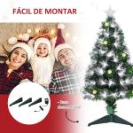 Árvore de Natal 90 cm Árvore de Natal com Fibra Óptica Árvore de Natal Artificial com 90 Luzes LED e 90 Ramos Verde e Branco