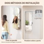 Espelho - Joalheiro com Luz LED Montado na Parede ou na Porta com Fechadura, Espelho de Corpo Inteiro Branco
