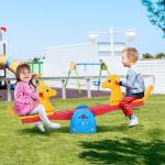 Baloiço Infantil em Forma de Girafa com Encosto Guidão Texturizado Carga 20kg por Assento para Interior e Exterior 150x32x60cm Multicor