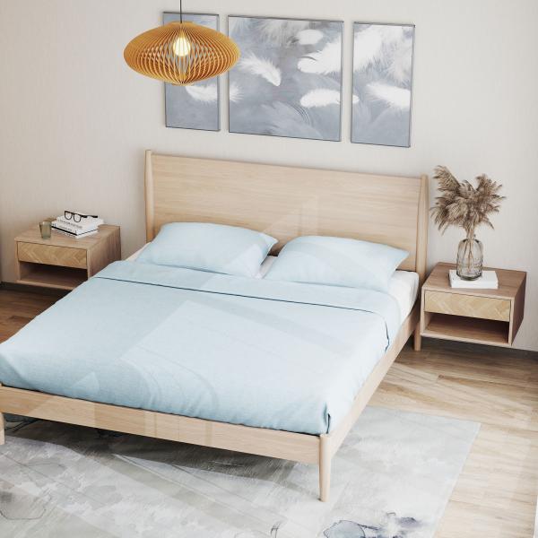 Conjunto de 2 Mesas de Cabeceira Suspensas com Gaveta e Compartimento para Quarto Sala 37x32x21 cm Madeira