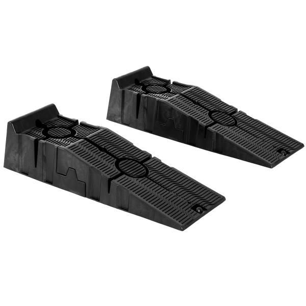 Conjunto de 2 Rampas para Carro em Plástico Portáteis Carga até 2,5 Toneladas 91x30x21 cm, Preto