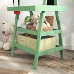 Cavalete de Pintura Infantil 3 em 1 Quadro Dupla Face com Rolo de Papel e Cestos de Arrumação Verde