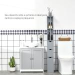 Coluna de Casa de Banho Moderno Móvel Auxiliar com 2 Prateleiras, 2 Gavetas e 1 Porta Anti - queda 15x33x136,8 cm Cinzento