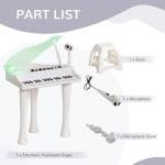 Piano Eletrónico para Crianças com 32 Teclas Microfone Luzes 22 Músicas 4 Tons e Volume Ajustável 37x30,5x60,4 cm Branco