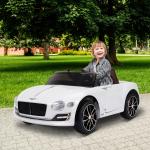 Carro elétrico infantil com licencia de Bentley GT para crianças acima de 3 anos com controle remoto 2 velocidades com faróis musica 108x60x43 cm Branco