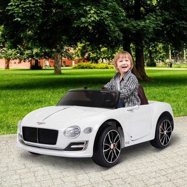 Carro elétrico infantil com licencia de Bentley GT para crianças acima de 3 anos com controle remoto 2 velocidades com faróis musica 108x60x43 cm Branco