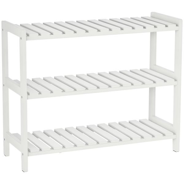 Sapateira de Madeira de 3 Níveis para até 9 Pares de Sapatos para Entrada Corredor Dormitório 70x26x57,5cm Branco