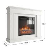 Lareira Elétrica Decorativa 1800W com Prateleira, Efeito de Chama, 5 Níveis de Brilho, Termóstato, Temporizador e Comando, para TV até 38", Branco