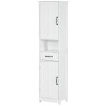 Coluna de Casa de Banho com 2 Portas 1 Gaveta Prateleira Aberta e Prateleiras Ajustáveis 40x30x164 cm Branco