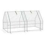 Estufa de Jardim 180x90x90 cm Tipo Casa Tubo de Aço com 2 Acessos Estufa Pequena para Cultivo de Plantas Branco