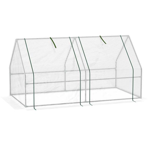 Estufa de Jardim 180x90x90 cm Tipo Casa Tubo de Aço com 2 Acessos Estufa Pequena para Cultivo de Plantas Branco