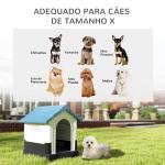 Casa para Cães Mini de Exterior em Plástico com 3 Janelas Base Elevada Telhado Inclinado 64,5x57x66 cm Azul