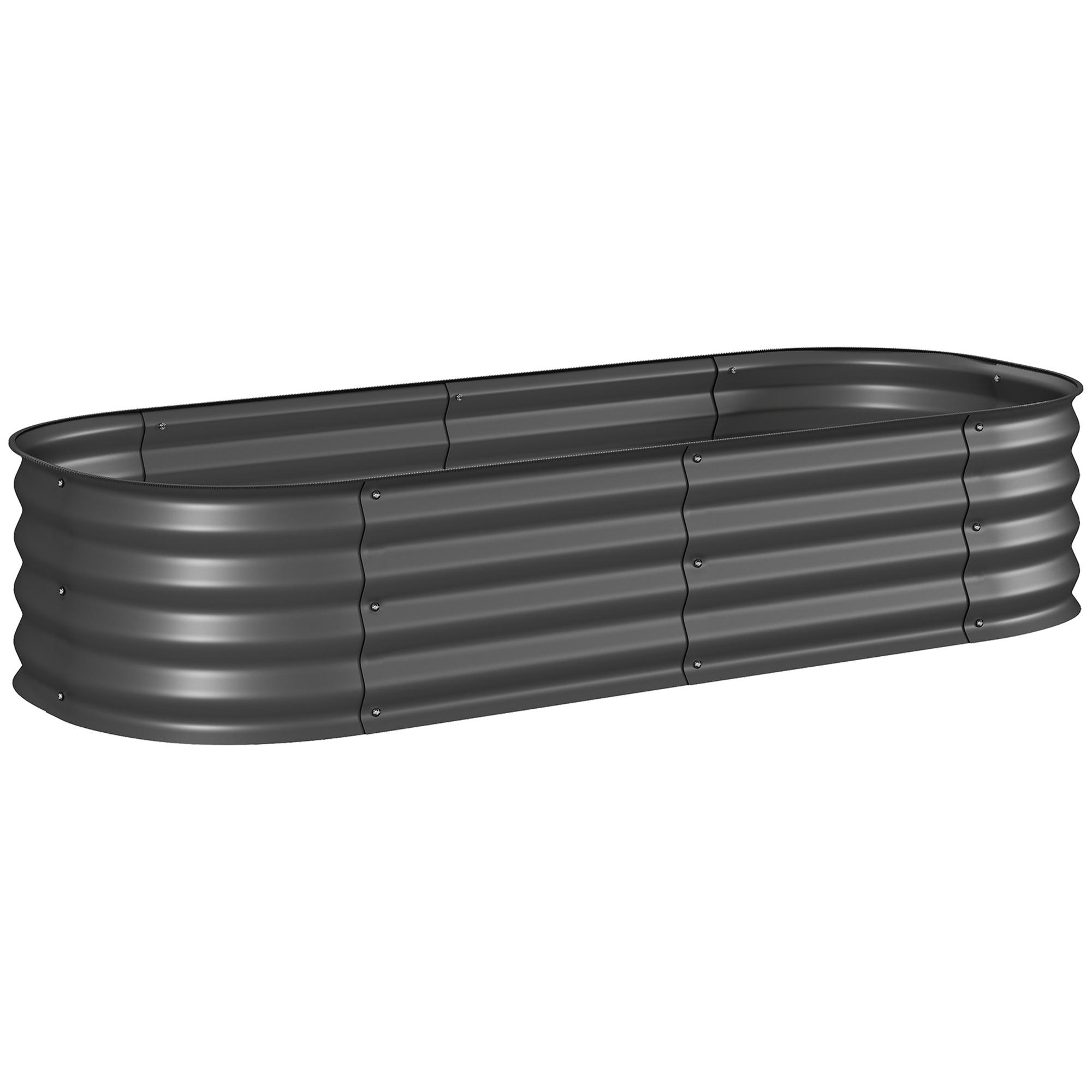 Caixa de Plantio de Exterior Grande em Aço Galvanizado para Cultivo de Plantas 150x62x30 cm Cinzento