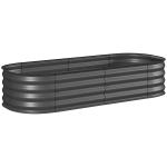 Caixa de Plantio de Exterior Grande em Aço Galvanizado para Cultivo de Plantas 150x62x30 cm Cinzento