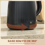 Fervedor Elétrico 1,7L 2200W com Filtro Antical Removível Desligamento Automático Base Giratória 360° Preto