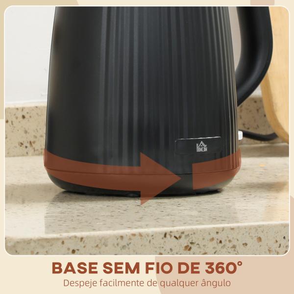 Fervedor Elétrico 1,7L 2200W com Filtro Antical Removível Desligamento Automático Base Giratória 360° Preto
