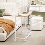 Secretária Dobrável com Rodas Mesa de Secretária Compacta Portátil para Espaços Pequenos 80x40x75 cm Madeira e Branco