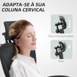 Cadeira de Escritório de Malha com Apoio para a Cabeça Suporte Lombar Apoio para os Pés Função de Inclinação 71x70x109 - 119 cm Preto