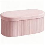 Puff de Arrumação Banco de Arrumação Dobrável 72 L 76x38x35 cm Estofado em Veludo Baú de Armazenamento Rosa