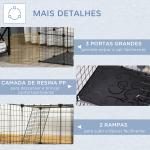 Recinto para Animais de Estimação de 3 Níveis com Rampas e Desenho Personalizável 70x70x105 cm Preto