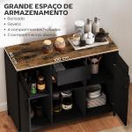 Aparador de 2 Portas com Orifícios 2 Compartimentos e Gaveta Prateleiras Ajustáveis 100x40x80 cm Preto e Castanho Rústico