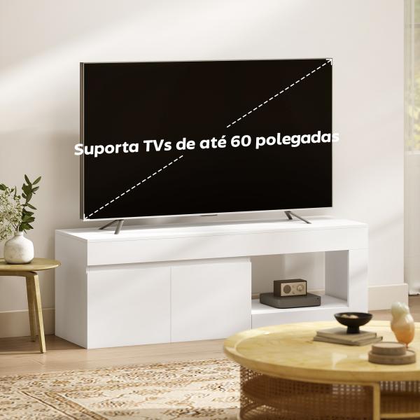Móvel de TV com 2 Portas Prateleira Aberta Móvel de TV Televisóres de 60 Polegadas 140x40x48 cm Branco