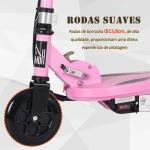 Trotinete Elétrico Dobrável para Crianças de 7 - 14 anos Suporta até 50kg com Altura Ajustável 75x36x82 - 93cm Rosa