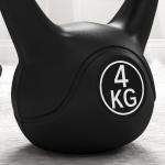 Peso Russo de 4 kg Kettlebell Fitness Preenchido de Areia com Punho Largo Antiderrapante 18x12x20 cm Preto
