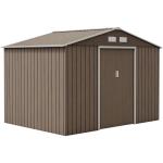 Abrigo de Jardim 277x195x192 cm Metálico para Armazenamento de Ferramentas com Base de Reforço Incluída Madeira