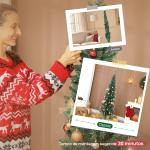Árvore de Natal Slim 180 cm Árvore de Natal Artificial com 321 Ramos Suporte Metálico Decoração para Interior Verde