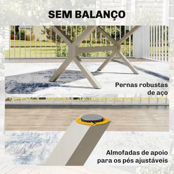 Mesa de Jardim Extensível com Superfície em Alumínio 154/214x85 cm com Efeito Madeira para 8 - 10 Pessoas Cinza Claro